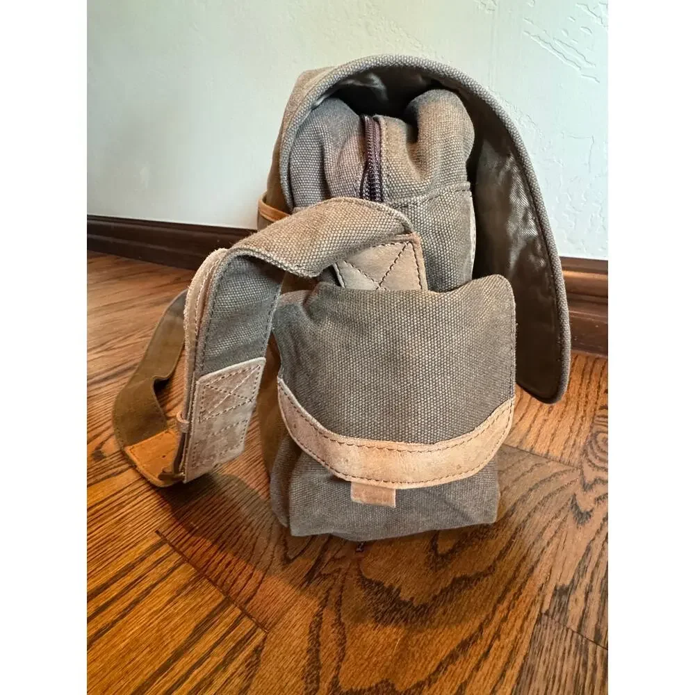 Vintage L.L. Bean Canvas & Leather Field Messenger Bag Crossbody Khaki 90s/00s